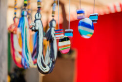 hanging row of brightly coloured pendants